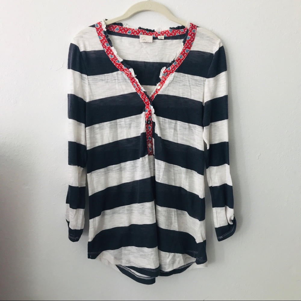 Anthropologie | Postmark Navy stripe Henley